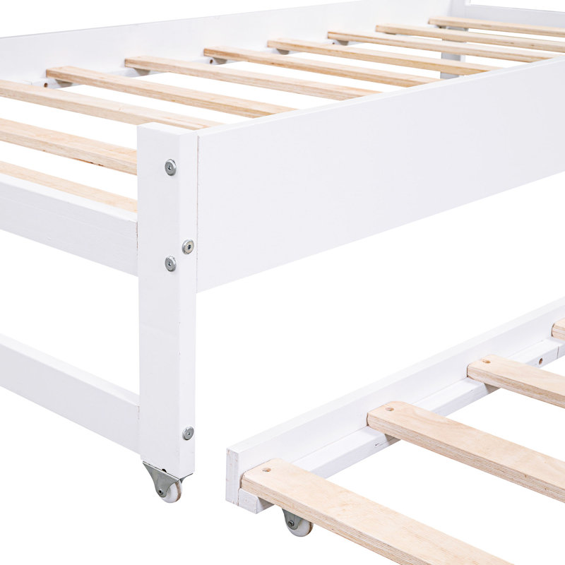 Lit de jour simple en bois Azden, Blanc, Simple extra long