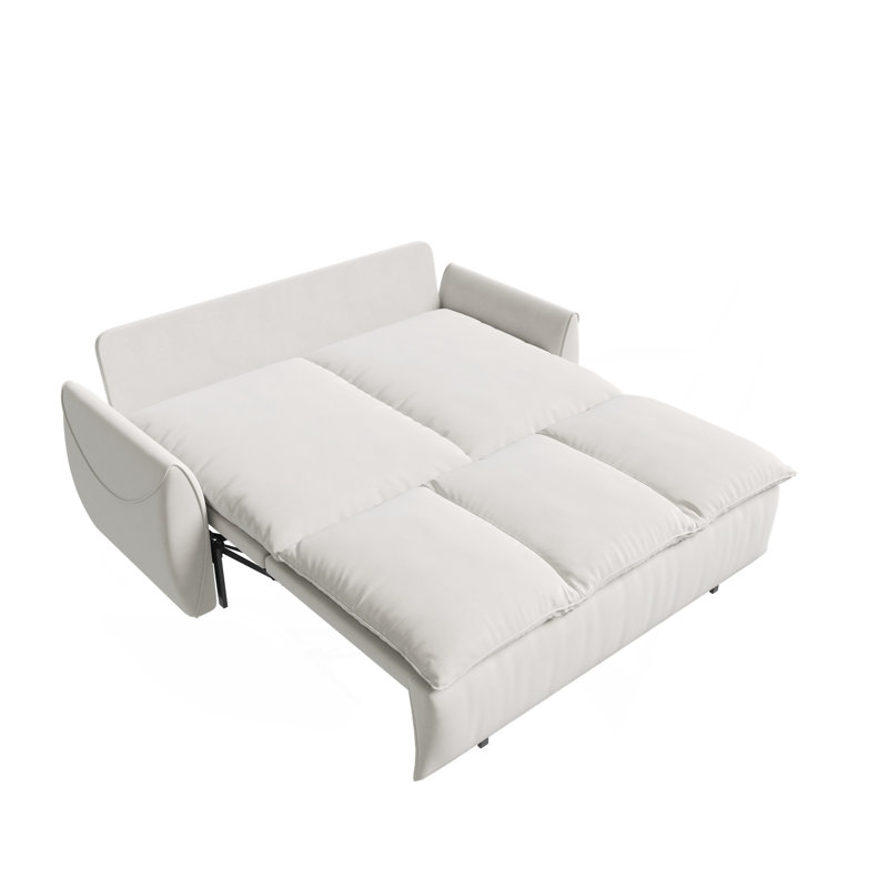 Canapé-lit escamotable de 70,9 po, canapé-lit convertible 3 places avec ensemble 2-en-1 d'oreiller et de couverture, causeuse en velours multifonctionnel, beige / blanc