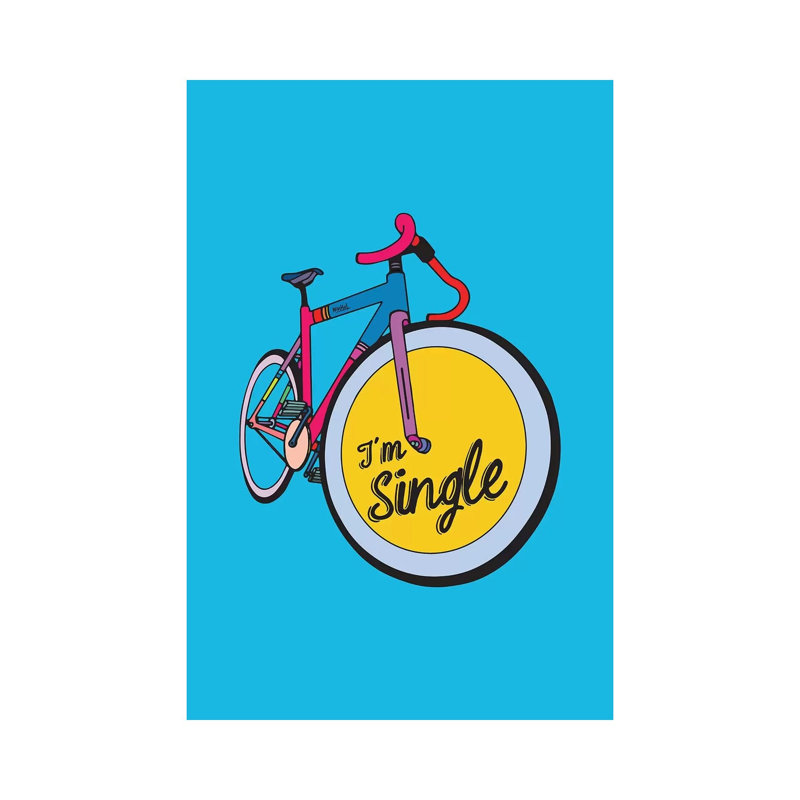 «I'm Single» par Ninhol - peinture sur toile tendue, H 12 po x l 8 po x P 0,75 po