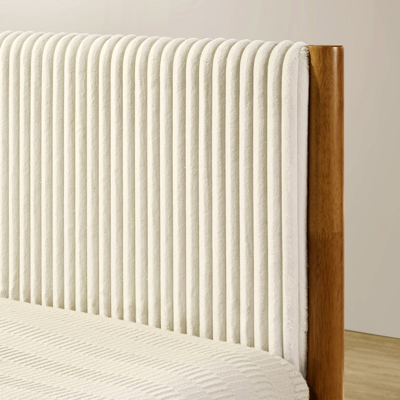 Lit à structure en bois, lit plateforme avec tête de lit tapissier