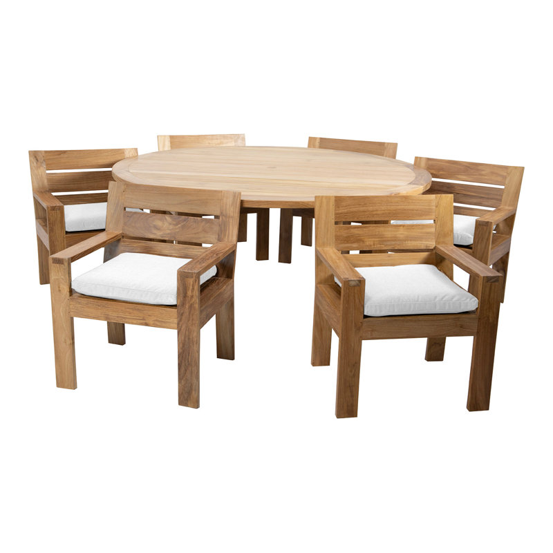 Pacific 7 - Piece Dining Set, 30.5" H x 60" L x 60" W, White