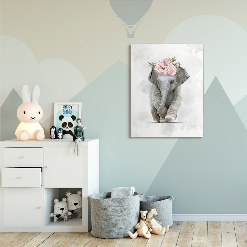 Adorable couronne de fleurs roses attrayantes, H 48 po x l 36 po x P 1,5 po, Toile tendue