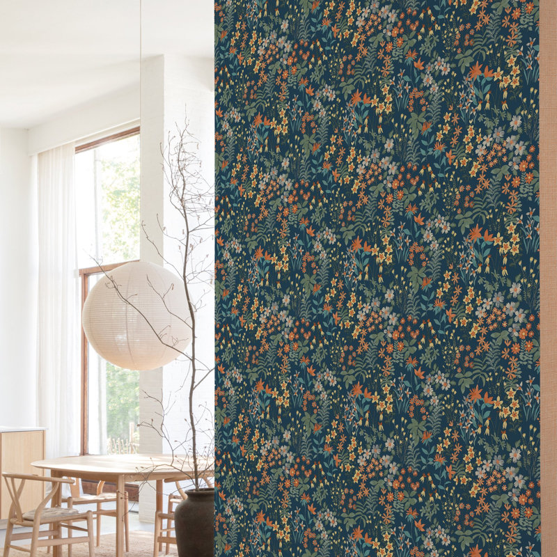 Arcadia Collection Classical Floral Wallpaper Roll, Blue