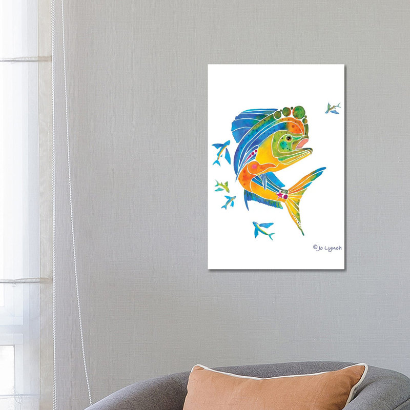 Mahi Sport Fish by Jo Lynch - Painting on Canvas, Wrapped Canvas, 66.04 cm H x 45.72 cm W x 1.91 cm D