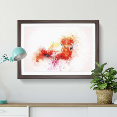 Lone Pink Flamingo in Abstract - Picture Frame Painting Print