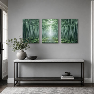 Forêt de bambou, reproduction d'art sur toile, ensemble de 3 reproductions de peintures à l'huile pour salon