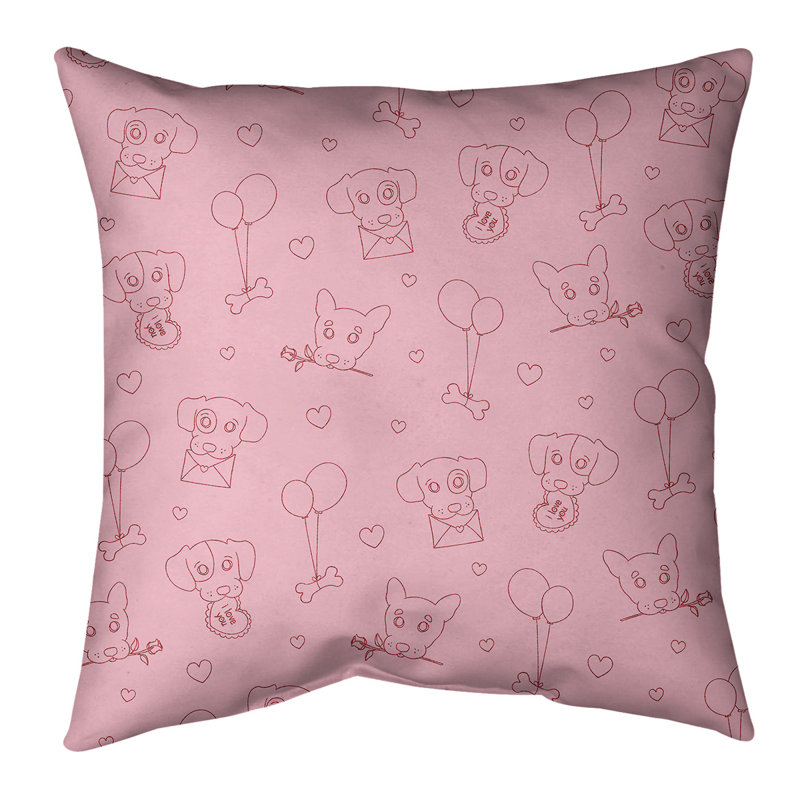 Microsuede Reversible Throw Pillow, 14" x 14", Pink/Red Glitter