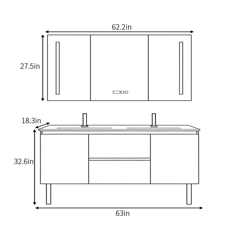 Light luxury and simple bathroom cabinet, 63"