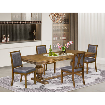 Dining Table Set includes a Kitchen Table and Polyester Dinner Chairs with High Back - (Finish Option).