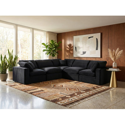 Isshak Velvet L-Shaped Sectional Reversible