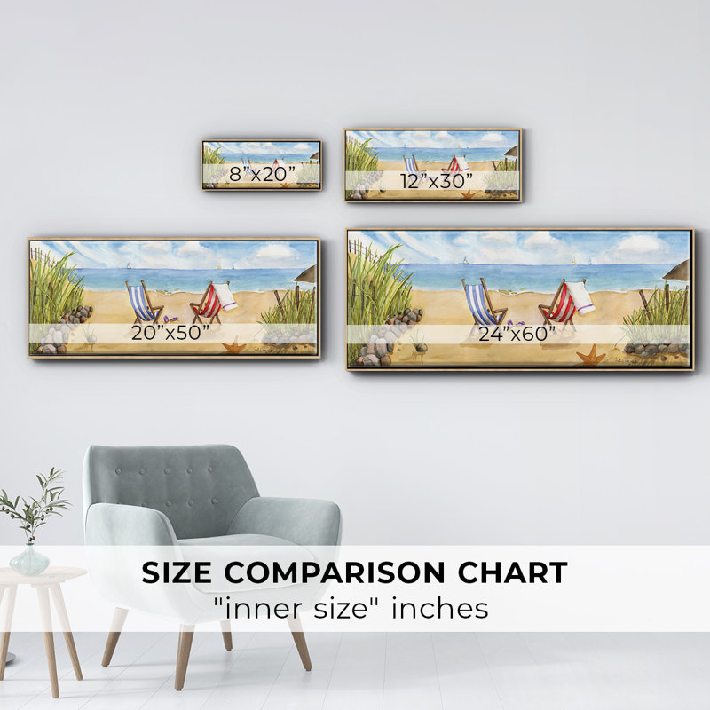 Plage pour deux - toile encadrée, H 20 po x l 50 po