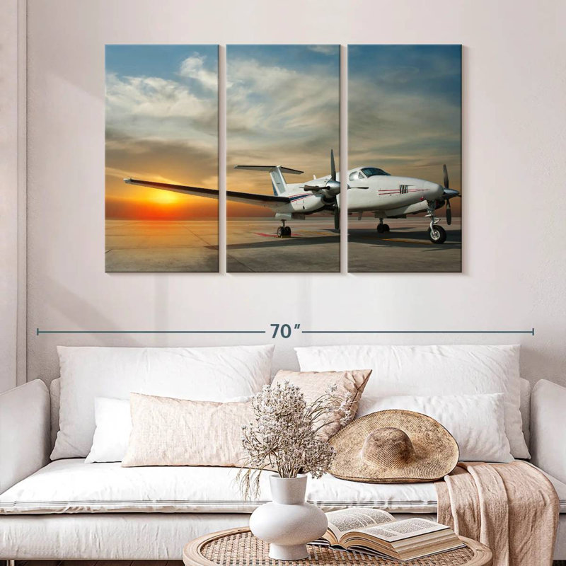 Mehar Parked Propeller Airplane, 32" H x 50" W