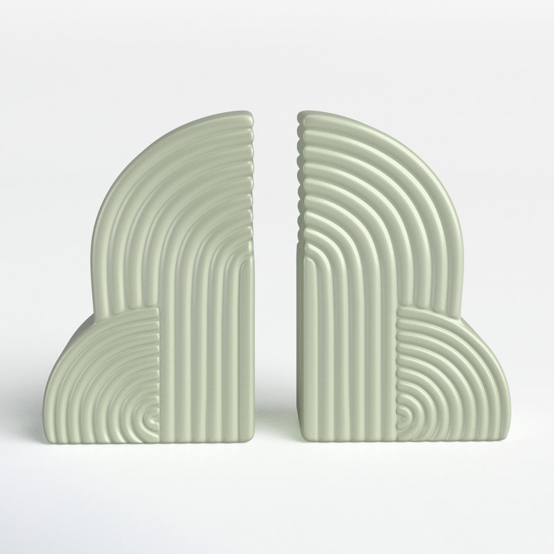 Modern Textured Arch Bookends - 13" x 4" x 10", Green