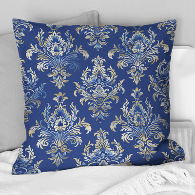 Navy Glamour Damask II - Glam Throw Pillow