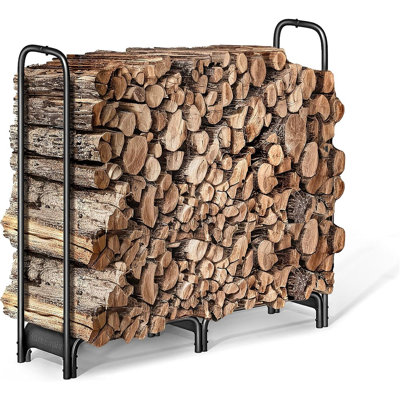 Support à bois de chauffage, supports de rangement robustes en bois de chauffage de 4 pi pour l'intérieur et l'extérieur, supports à bûches en métal pour le bois de chauffage