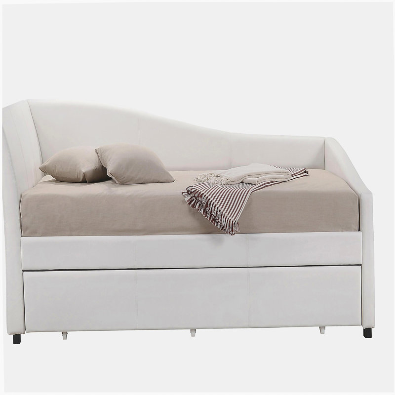 Lit de jour simple tapissier blanc avec couchette