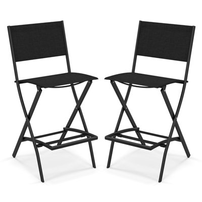 Chaises de bar pliantes à hauteur de comptoir avec dossier et repose-pieds Hokku Designs
