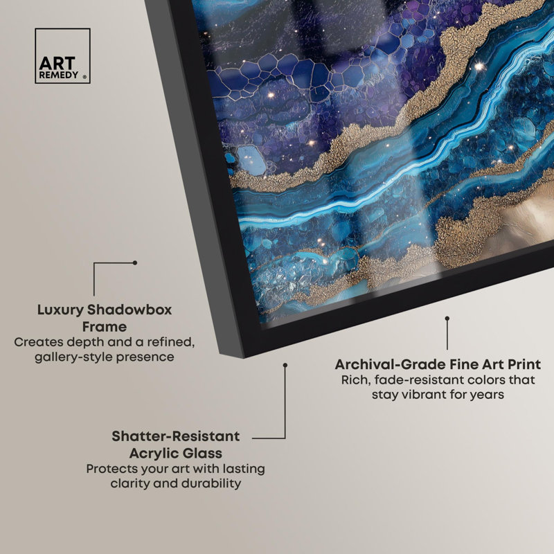 «Galactic Geode I Shadowbox Print» par Art Remedy, Noir, H 17 po x l 21 po