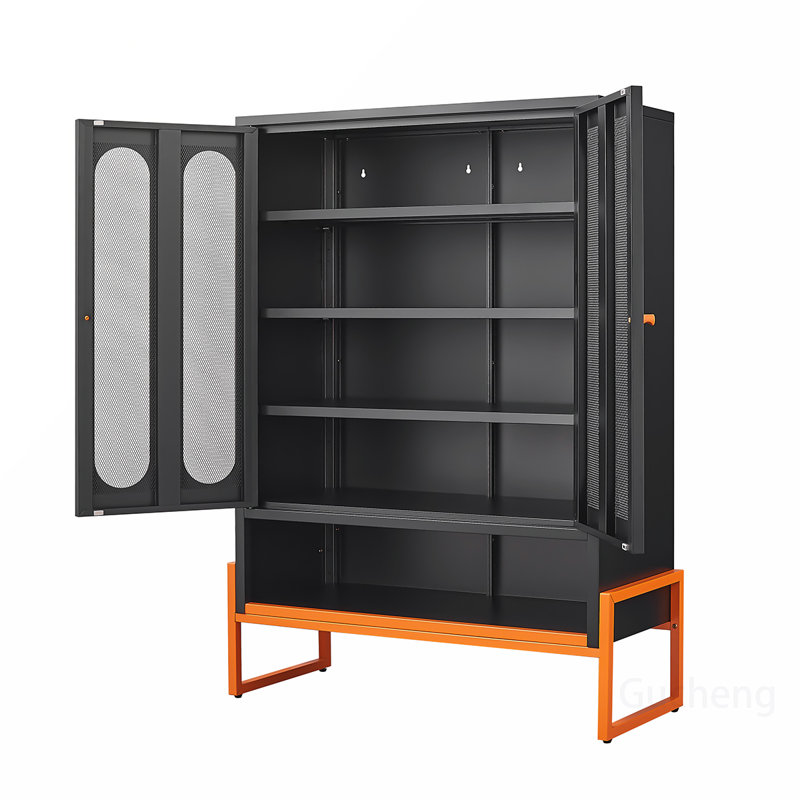Versatile Double Door Shoe Cabinet with Innovative Design for Optimal Storage, Black