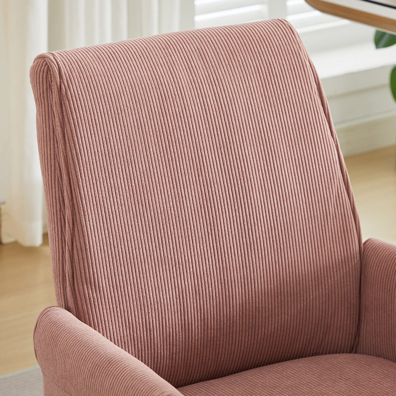 Chaise de bureau ergonomique en velours côtelé rose clair, design moderne pour la maison ou le bureau