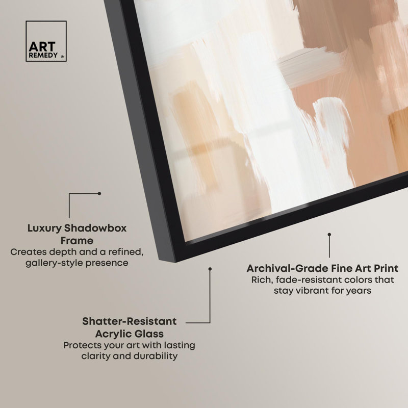 «Neutral Harmony Set Minimalist Shadowbox Print» par Art Remedy, Noir, H 17 po x l 24 po