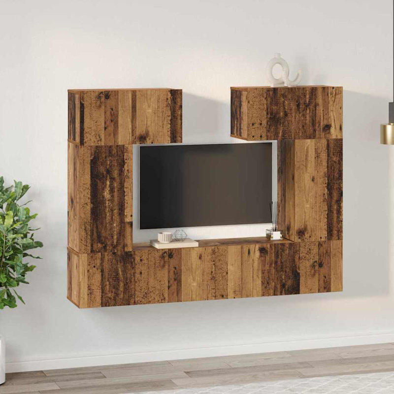 TV Cabinet Set 6 Pcs 80 X 30 X 30 Cm Engineered Wood, Old Wood