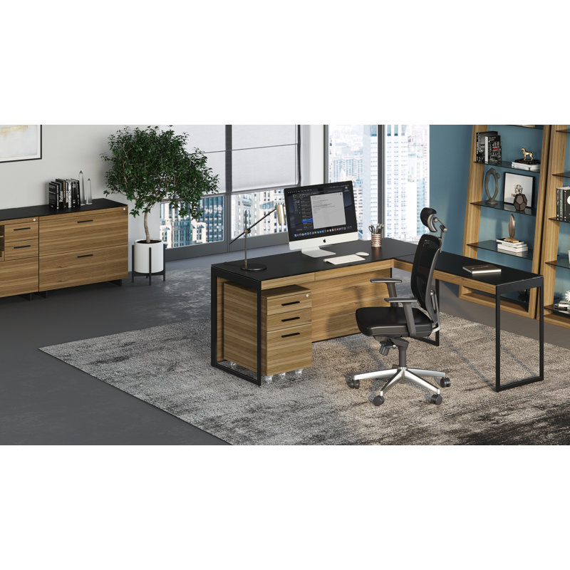 Sequel 20 2 - Drawer File Cabinet, Natural Walnut/Black