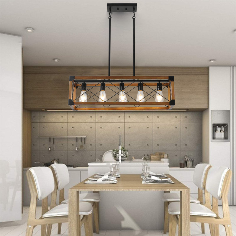 Dejaa 5 - Light Kitchen Island Pendant, Brown/Black
