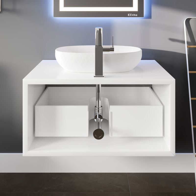 Meuble-lavabo mural 30 po Zarra, Gris