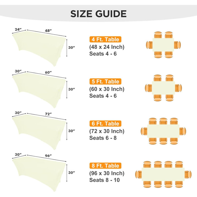 2 Pack Table Cover Fitted Rectangular Tablecloth Stretchable Fabric Lycra Table Cloth 6 Ft Wrinkle-Free For Party Tradeshows Banquet Weddings Cocktail