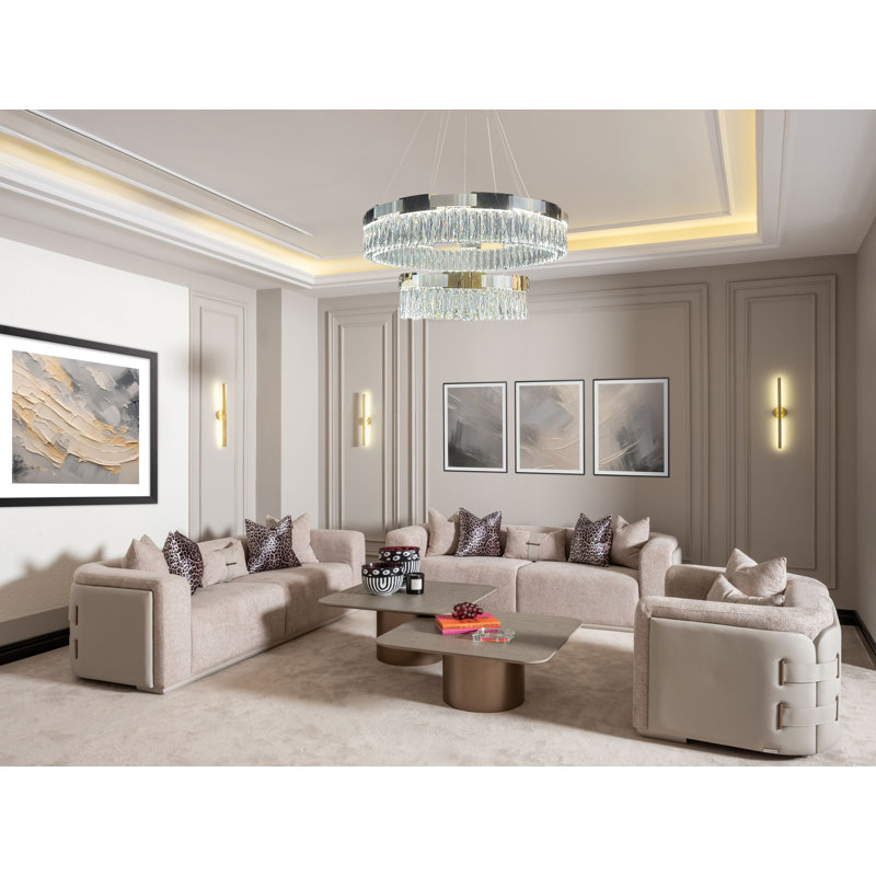 Canberra 5-Piece Living Room Set With Two Sofas, Two Cocktail Tables, And Accent Chair