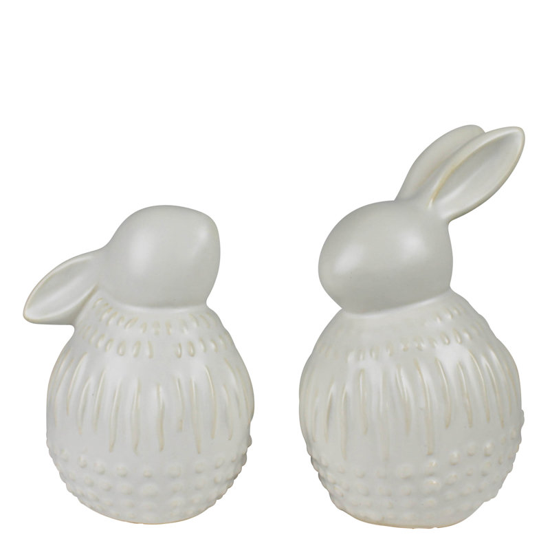 Lapins, céramique - ensemble de 2 cm: 3,5 x 3,5 x 6,5, gris: 4 x 4 x 8