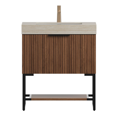 Yolan 30" Freestanding Plywood Cabinet Without Basin, Retro Walnut
