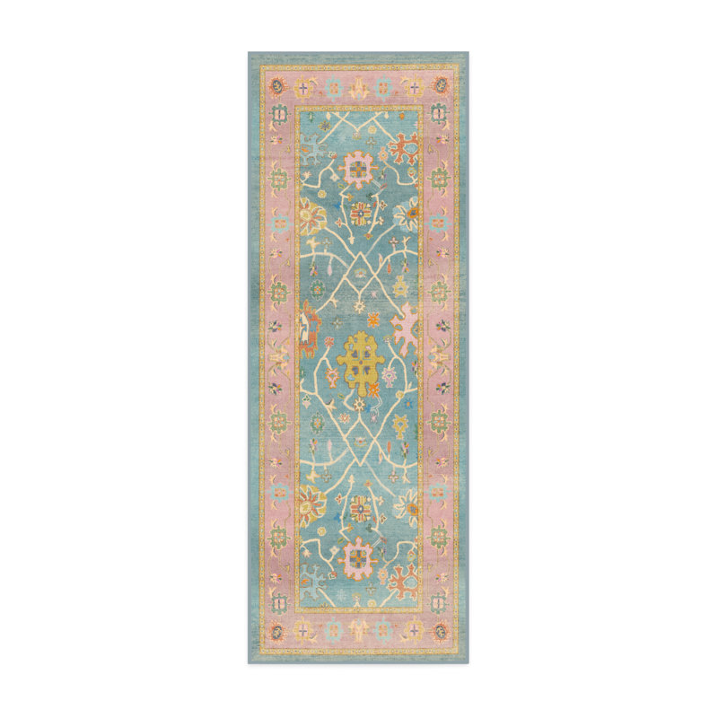 Système de tapis et de sous-tapis 2 pièces Jemima, Tapis de couloir 2 pi 5 po x 7 pi