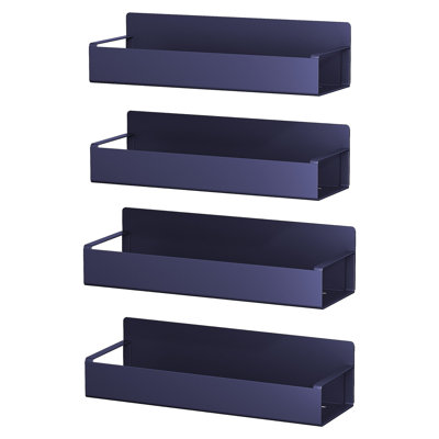 4 Pack Magnetic Metal Spice Storage Rack Organizer For Refrigerator And Oven, Blue Fridge Organizers And Storage