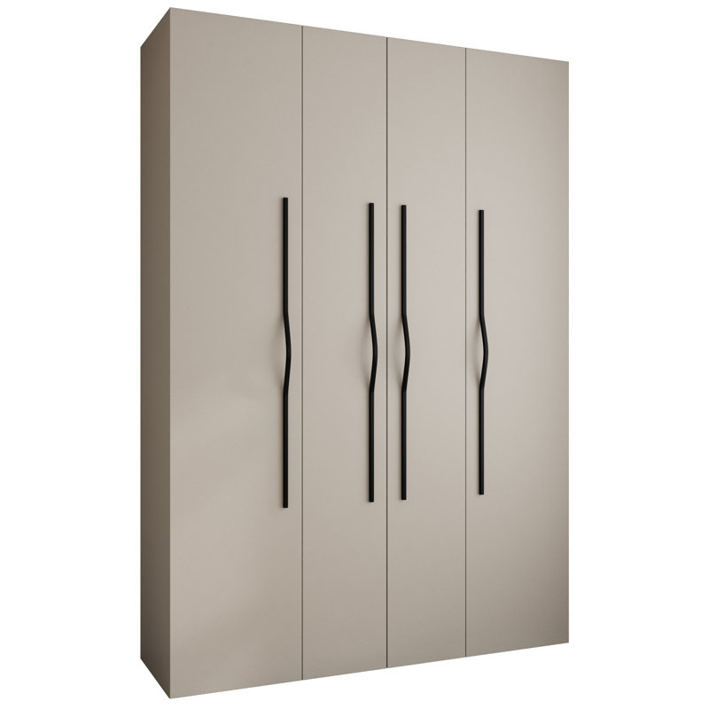 4 Door Wardrobe, 245,5 H x 170 W x 40 D, cashmere + handles: black