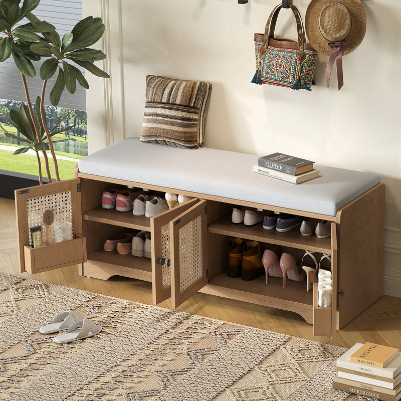 Banc de rangement Rustic, Beige/brun