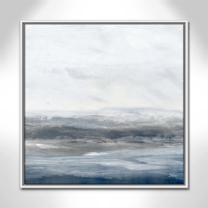 Océan - version carrée par Denise Brown, H 25,5 po x l 25,5 po x P 2 po, Pas de tapis, Cadre flottant blanc