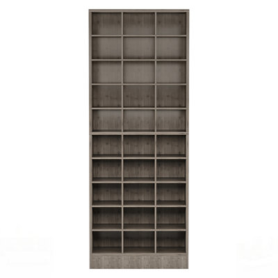 Large armoire de rangement à chaussures en bois gris à 10 niveaux, organisateur moderne de 30 casiers pour une gestion efficace de l'espace