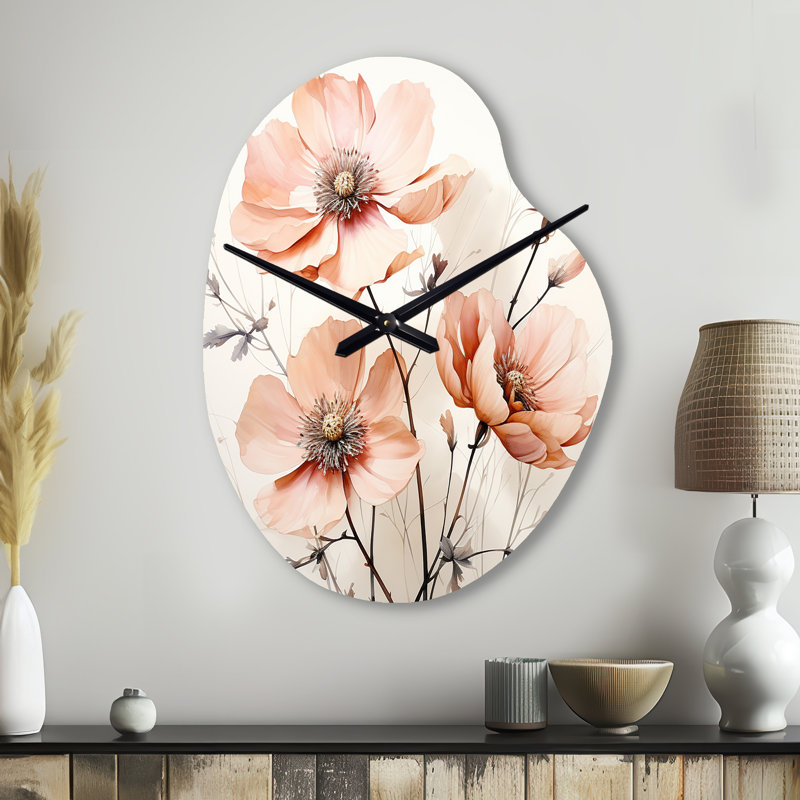 Horloge murale en forme de fleur unique en métal Khrystyne, Petit