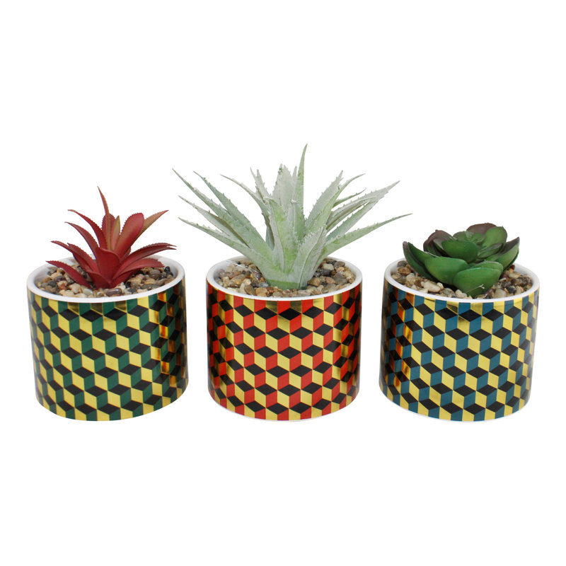 15cm Faux Succulent Plant in Ceramic Pot