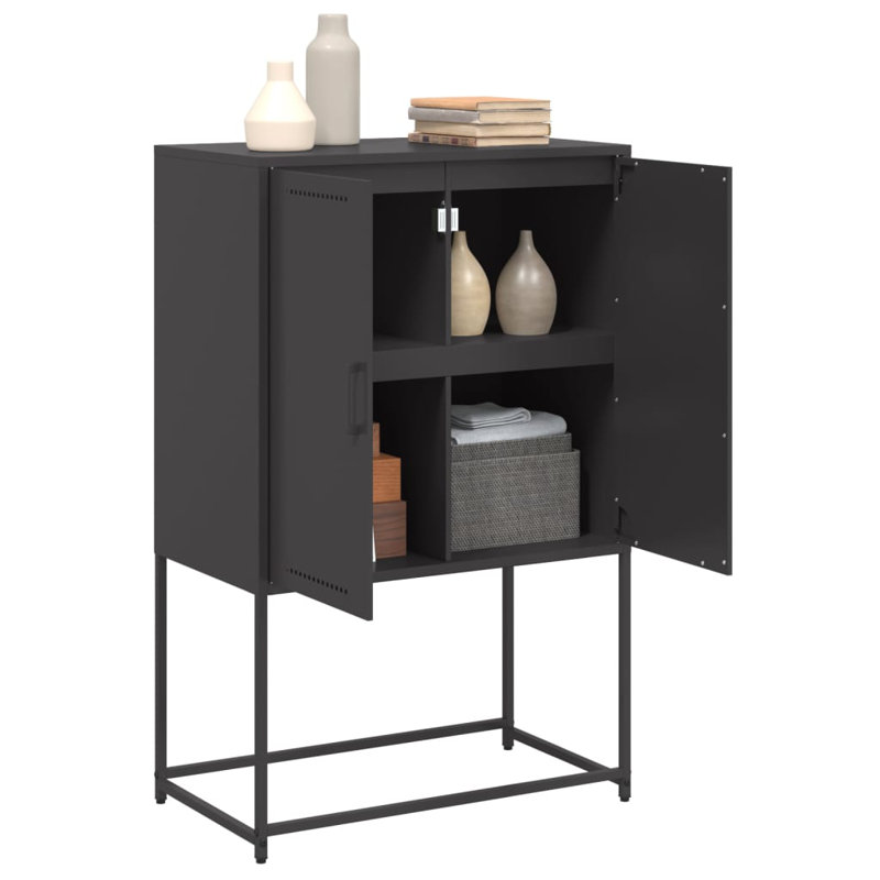 2 - Door Rectangle Accent Cabinet, Black