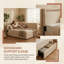 Structure de lit simple tapissier à motif de nuage beige avec tête de lit, avec pieds et lattes en bois massif avec éclairage à DEL et ports de chargement USB - aucun matelas à ressorts requis.-124431060