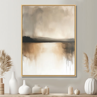 «Neutral Horizon», art mural beige sur lac, Gourain