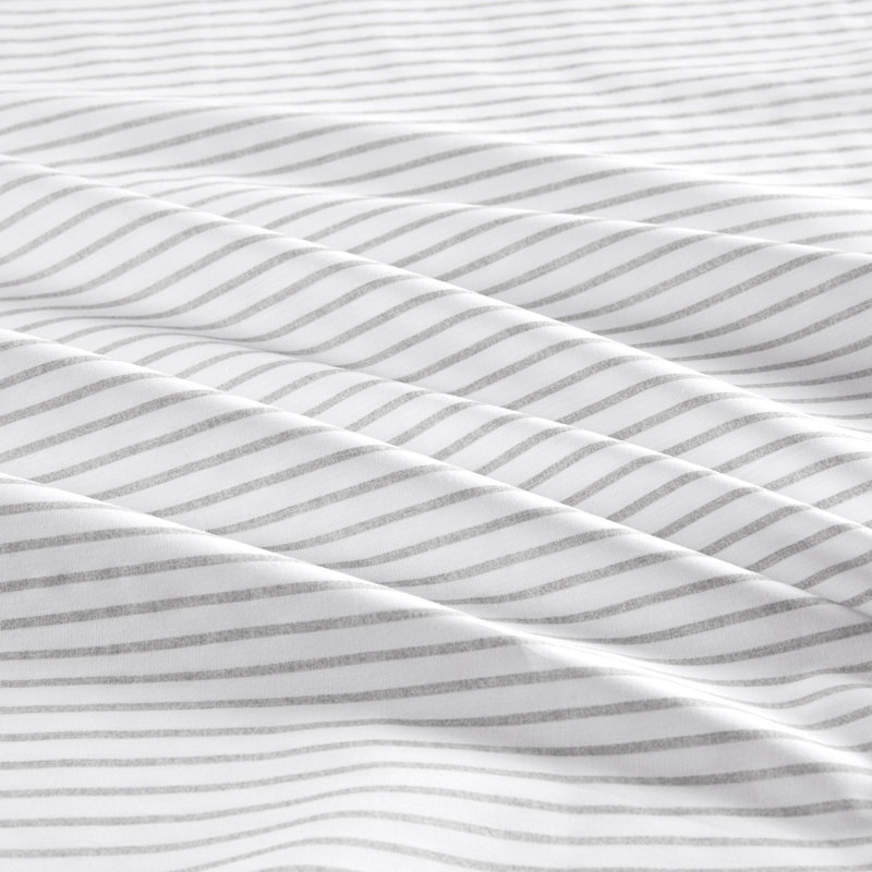 King Gray Stripe Cotton Percale Sheet Set