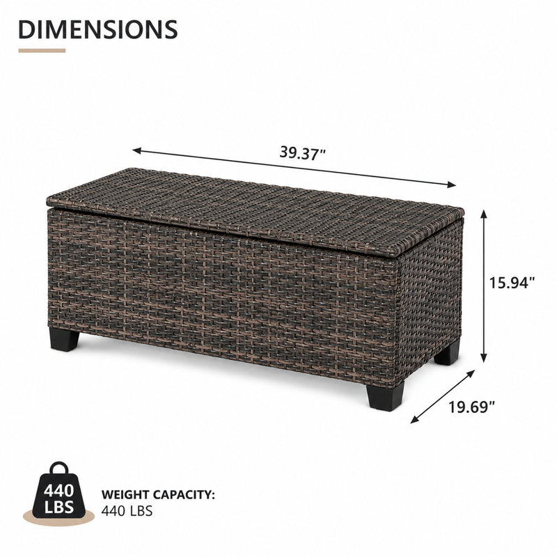  Table basse avec rangement hydraulique en osier Hogan