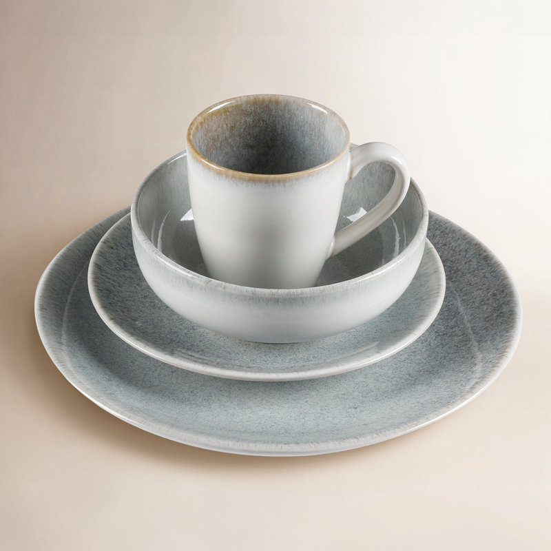 Gibson Elite Kashmir 16 Piece Dinnerware Set, Service for 4, Blue
