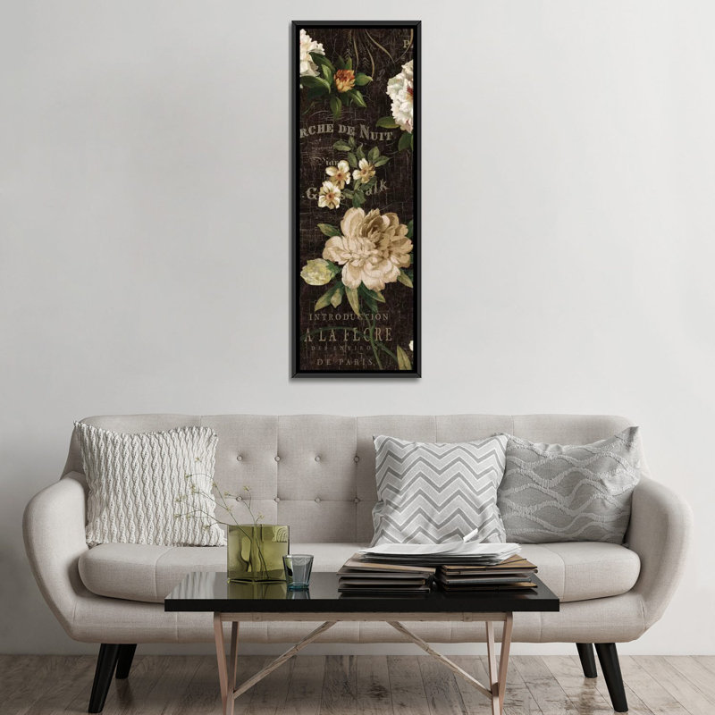 «Fleurs Antique I», reproduction d'impression sur toile tendue, H 36 po x l 12 po x P 1,5 po, Cadre noir