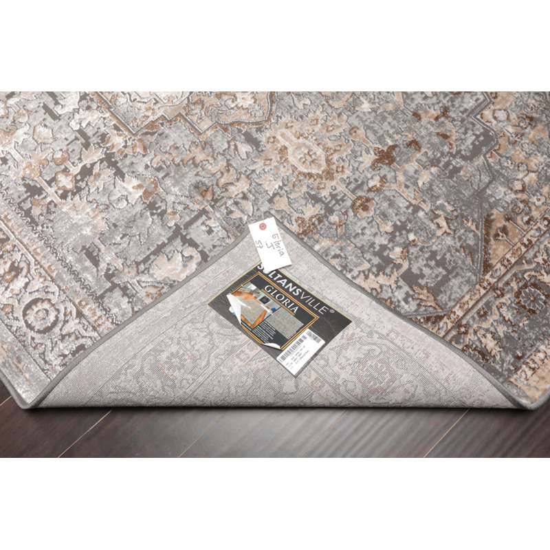 Tapis oriental oriental gris crocheté, Rectangle 5 pi x 7 pi
