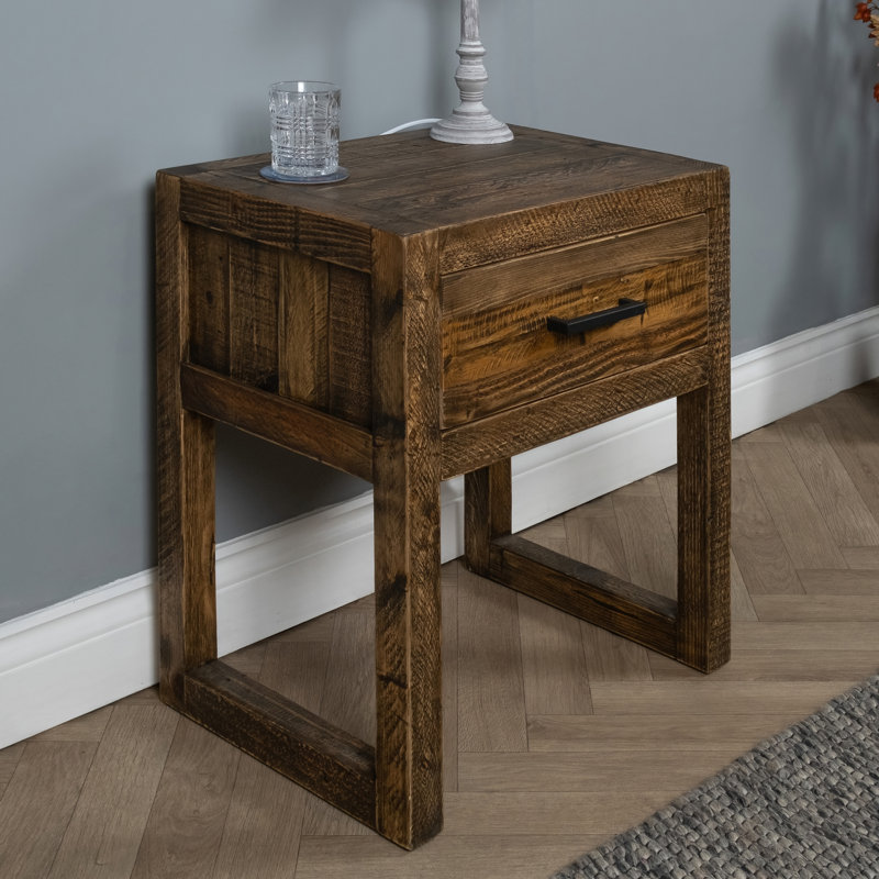 Garridan 55cm W Solid Wood Bedside Table